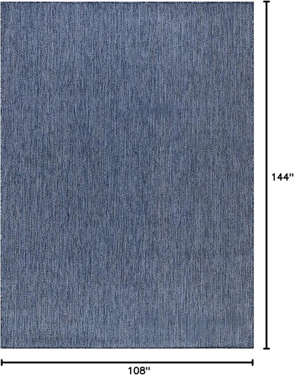 Washable Indoor Outdoor Rug 9x12 Weather Resistant Area Rugs Modern Solid for Porch Deck Balcony Backyard Patio Outside Carpet (9 X 12 Azure Blue)