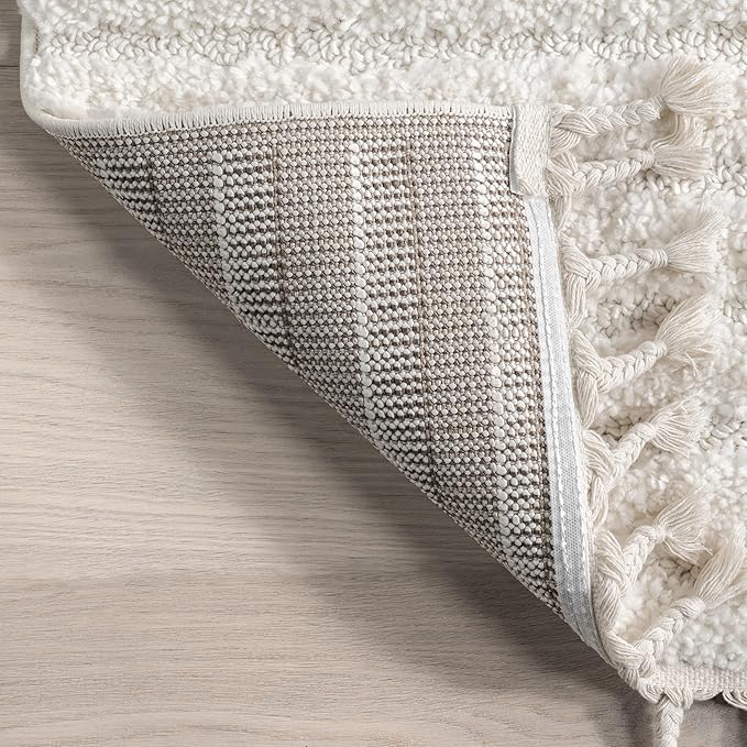 Nuloom Risette Ivory, 8' Round, Geometric, Soft and Textured, High Traffic, Stain Resistant, Easy Clean, Durable Area Rug for Bedroom, Living Room, Dining Space, Den, Foyer, Entryway