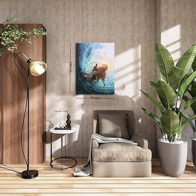 Jesus Christian Wall Art, Hand of God Canvas Paintings Posters Prints, Christ Religion Bible Jesus Salvation Wall Decor for Church Study Prayer Room Home Decoration 24x16 in Framed