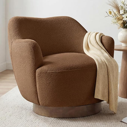 Swivel Accent Chair Set of 2,Upholstered Barrel Chair with Curves Camel Back Design,Modern Arm Chair with Wooden Base for Living Room Bedroom Reading Waitingroom,Terracotta