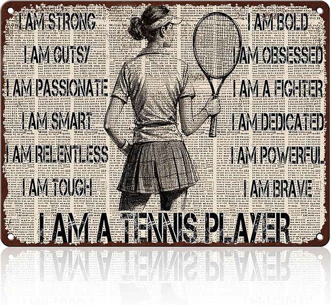 Tennis Player Metal Tin Sign 12x16 Inch I Am A Tennis Player Tin Sign Funny Tennis Poster Home Kitchen Garden Bar Restaurant Coffee Are Wall Decor