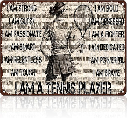 Tennis Player Metal Tin Sign 12x16 Inch I Am A Tennis Player Tin Sign Funny Tennis Poster Home Kitchen Garden Bar Restaurant Coffee Are Wall Decor