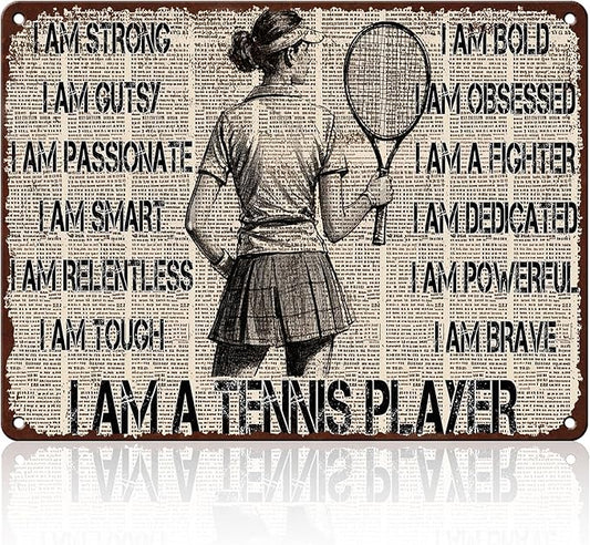 Tennis Player Metal Tin Sign 12x16 Inch I Am A Tennis Player Tin Sign Funny Tennis Poster Home Kitchen Garden Bar Restaurant Coffee Are Wall Decor