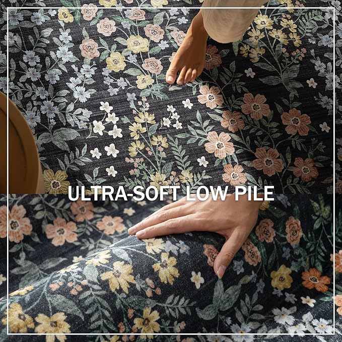 Machine Washable Rug Runners for Hallways: 2'6"x8' Kitchen Rugs Stain Resistant Non Slip Low Pile Soft Carpet Runner Rug for Entryway Bedroom Indoor Bedside Bathroom Laundry Room Farmhouse