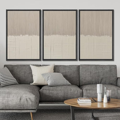 SIGNLEADER Framed Canvas Print Wall Art Set Beige Abstract Neutral Illustrations Minimal Decorative Bohemian Nordic for Living Room, Bedroom, Office - 16"x24"x3 BLACK