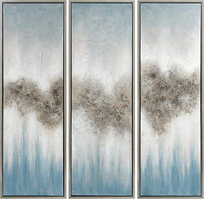 Empire Art Direct Abstract Wall Art Textured Hand Painted Canvas by Martin Edwards, Triptych, 60" x 20" each, Sequence