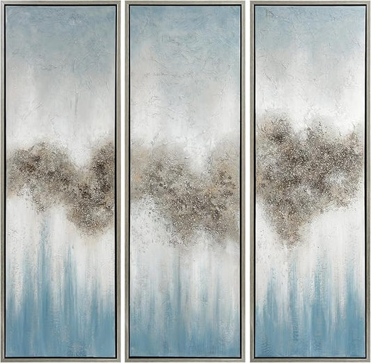 Empire Art Direct Abstract Wall Art Textured Hand Painted Canvas by Martin Edwards, Triptych, 60" x 20" each, Sequence