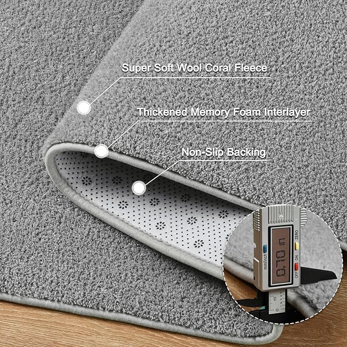 5x5 Feet Round Area Rugs for Living Room Bedroom, Ultra Soft Grey Memory Foam Modern Indoor Circle Carpet, Non-Slip Comfy Washable Circular Rug for Boys Girls Nursery Room Home Decor