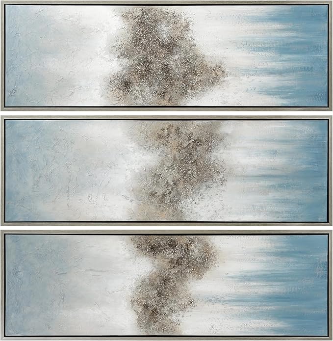 Empire Art Direct Abstract Wall Art Textured Hand Painted Canvas by Martin Edwards, Triptych, 60" x 20" each, Sequence