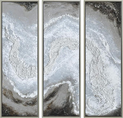 Empire Art Direct Abstract Wall Art Textured Hand Painted Canvas by Martin Edwards, Triptych, 60" x 20" each, Iced