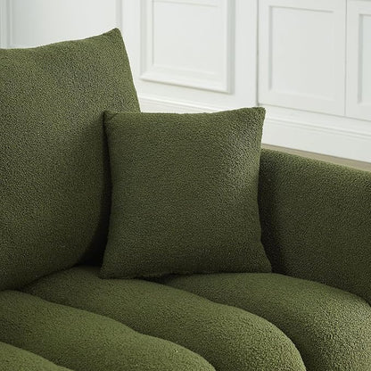 Antetek Set of 3 Teddy Sofa for Living Room, Modern 2 Units Deep Seat Sofa Chairs and an Oversized 3-Seater Cloud Boucle Couch for Bedroom, Office, Apartment, Furniture Set, Green (3 Pieces)