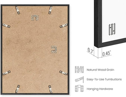 HAUS AND HUES 11x17 Black Oak Frame Set of 3 - Wooden Poster Display, Wall-Mounted Design