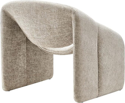 Modway Vivi Chenille Upholstered Accent Khaki-Plush, Comfy Armchair, Ideal as a Modern Barrel, Lounge Reading Chair for Living Room, Bedroom or Cozy Corner Seating