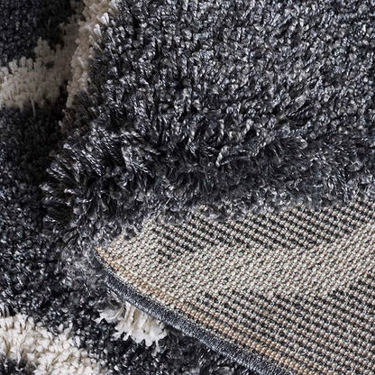 SAFAVIEH Hudson Shag Collection 7' Round Dark Grey/Ivory SGH283G Moroccan Trellis Non-Shedding Living Room Bedroom Dining Room Entryway Plush 2-inch Thick Area Rug