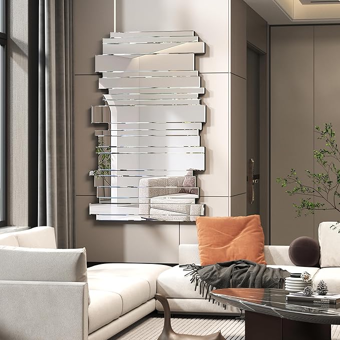Decorative Mirrors for Wall Decor Large Mirrors for Wall Decor Living Room Silver Mirrors 27×55 inch (Silver)