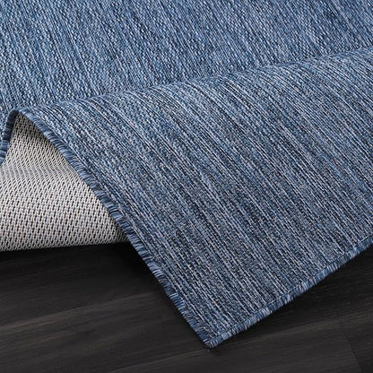 Washable Indoor Outdoor Rug 9x12 Weather Resistant Area Rugs Modern Solid for Porch Deck Balcony Backyard Patio Outside Carpet (9 X 12 Azure Blue)