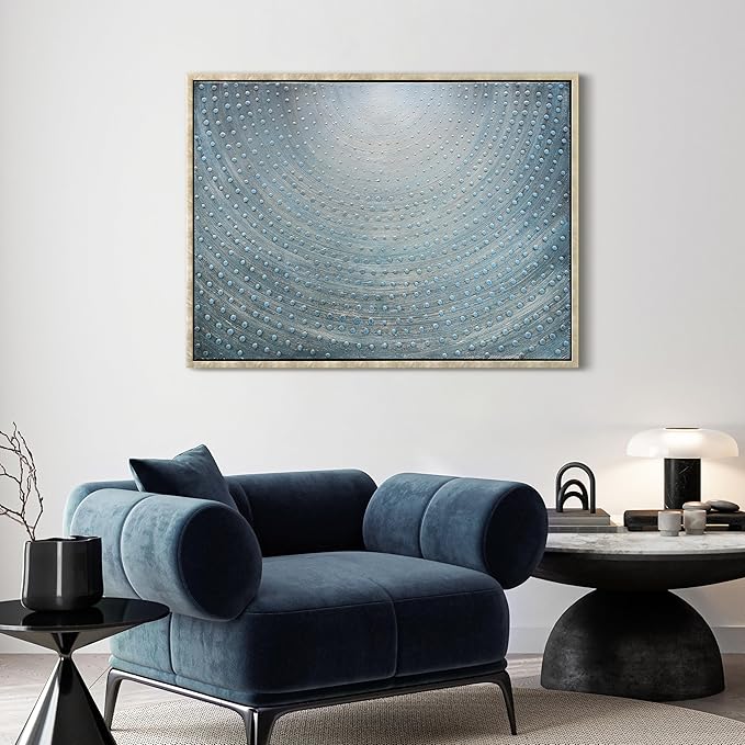 Empire Art Direct Cosmic Swirl Textured Metallic Hand Painted Blue Framed Canvas Wall Art, Ready to Hang, Living Room, Bedroom & Office, 30"x40"x1.5"