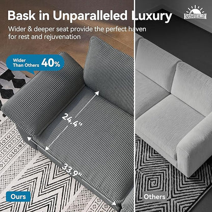 SUNSHINE VALLEY U Shaped Modular Cloud Couch, 157.5'' Oversized Corduroy Sectional Sofa with Wider Armrest and Ottoman, Upholstered 6-Seat Modern Deep Seat for Bedroom Living Room, Grey