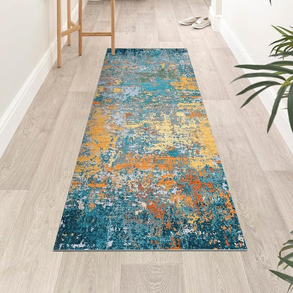 ROYHOME Modern Abstract 2x7 Runner Rug Washable Non Slip Stain Resistant Rug for Hallway Kitchen Bedroom Non Shedding Low Pile Indoor Floor Cover,Multi Color