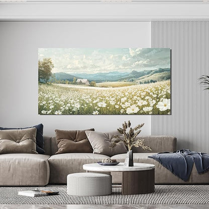 Large Canvas Wall Art Decor Wall Art Pictures for Living Room Canvas Art Wall Decor Green White Nature Wall Art Prints Artwork for Walls Vintage Landscape Wall Art Decor Home Office Decor 24" X 48"