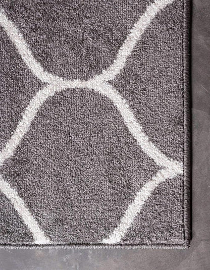 Unique Loom Trellis Frieze Collection Area Rug - Rounded (6' Square, Dark Gray/ Ivory)