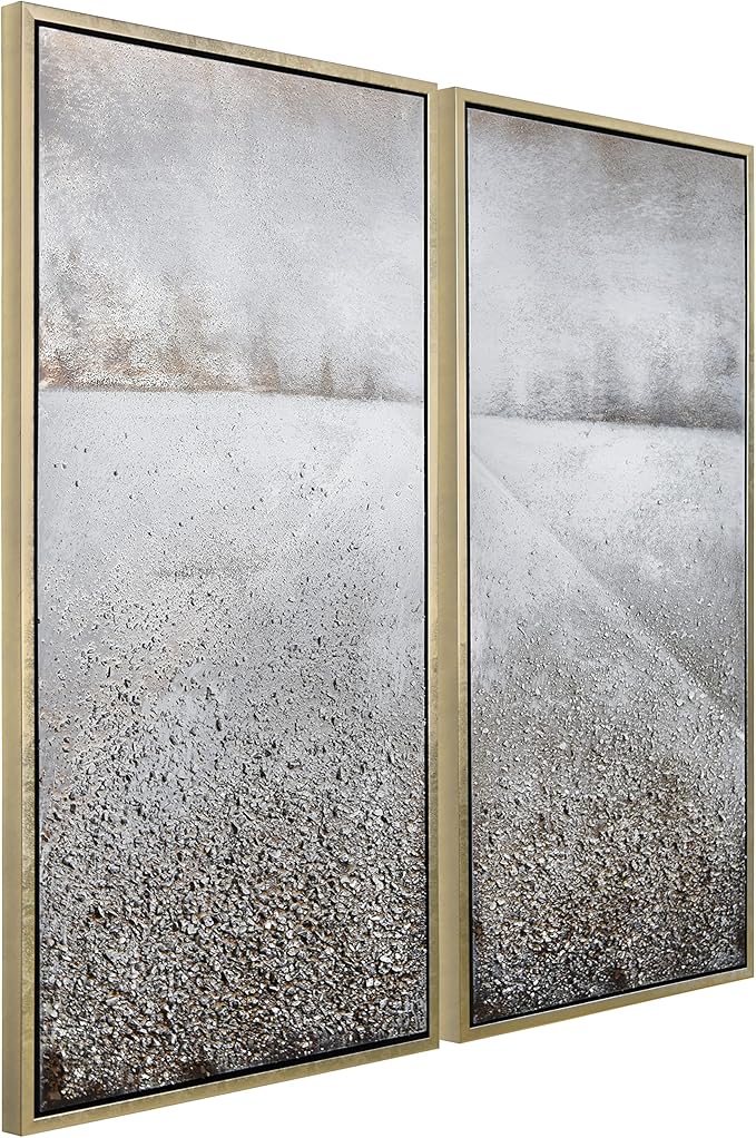 Empire Art Direct Abstract Wall Art Textured Hand Painted Canvas by Martin Edwards, Diptych, 48" x 24" each, Pebble Road
