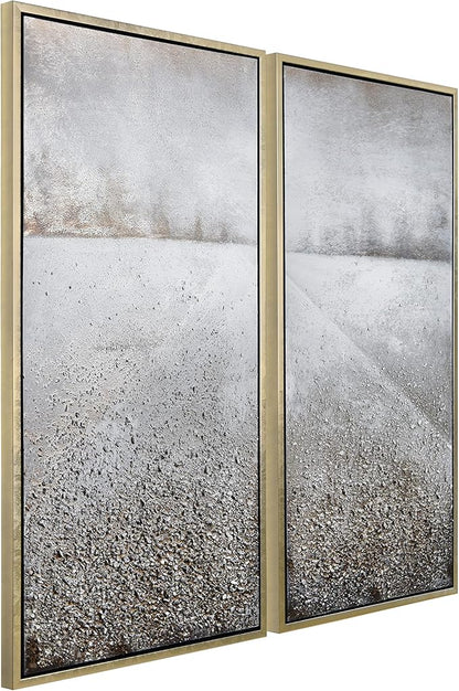 Empire Art Direct Abstract Wall Art Textured Hand Painted Canvas by Martin Edwards, Diptych, 48" x 24" each, Pebble Road