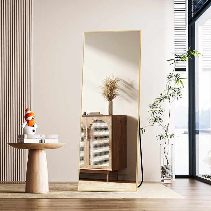 Simple Deluxe Full Length Mirror, 59"x16" Large Floor Mirrors, for Wall Door Bedroom Bathroom Living Room (Gold)