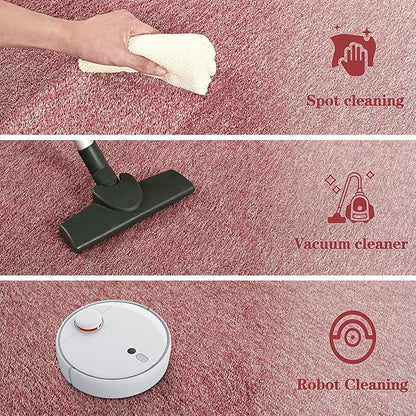 5x7 Area Rugs for Bedroom Living Room, Dark Red Soft Low-Pile Modern Indoor Thickened Memory Foam Non-Slip Washable Carpets for Kids Dorm Home Decor Rug