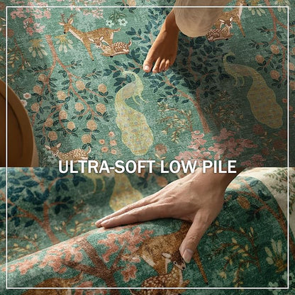Runner Rug Washable Kitchen Runner: 2'x 6' Hallway Runner Rugs Stain Resistant Non Slip Low Pile Soft Carpet Runners for Hallways Bedroom Entryway Indoor Beside Bathroom Living Room Farmhouse