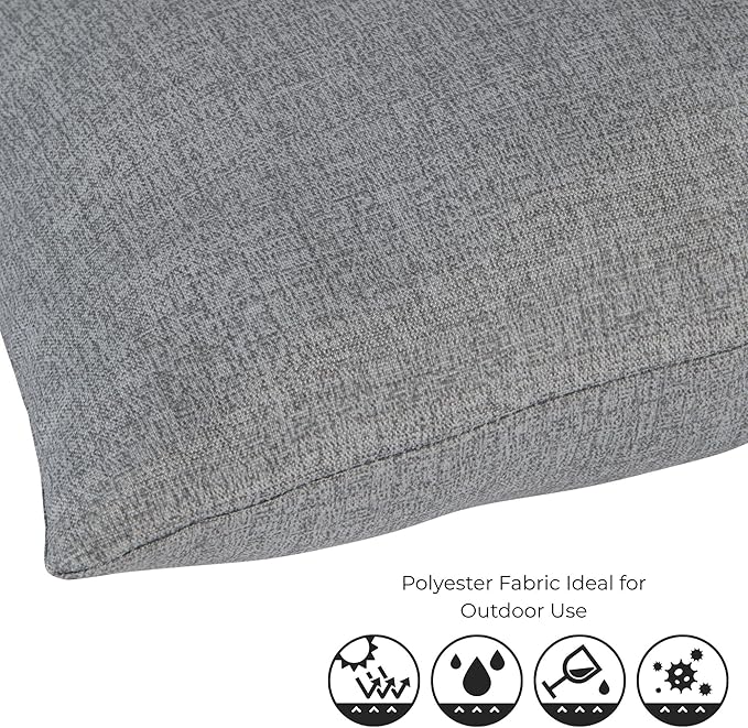 Set of 2 Outdoor Throw Pillows 19 x 12 Inch – Reversible Rectangle Patio Accent Pillows – Weather-Resistant Polyester Fabric – Eco-Friendly Recycled Polyfiber Fill – Heather Gray