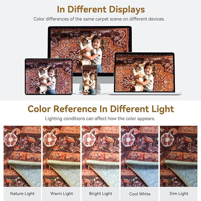 RUSHUFFY 5x7 Washable Area Rugs for Bedroom, Vintage Boho Distressed Print Pattern Rugs for Living Room, Soft Non-Slip Carpet for Indoor Dining Room Nursery Farmhouse Girls Room, Orange & Red
