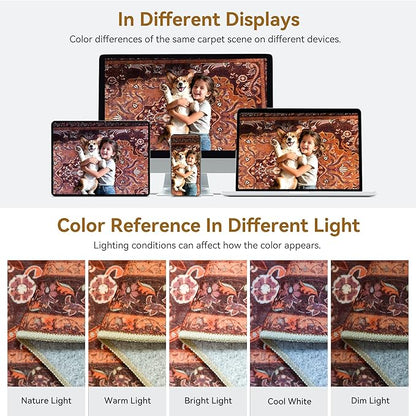 RUSHUFFY 5x7 Washable Area Rugs for Bedroom, Vintage Boho Distressed Print Pattern Rugs for Living Room, Soft Non-Slip Carpet for Indoor Dining Room Nursery Farmhouse Girls Room, Orange & Red