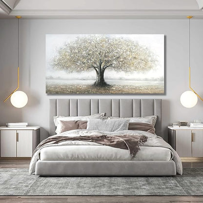 Yuaxker Tree Wall Art Gray Wall Decor Modern Home Decor Trendy Canvas Painting Artwork for Living Room Bedroom Dining Room Office Home Decor 24x48 Inch