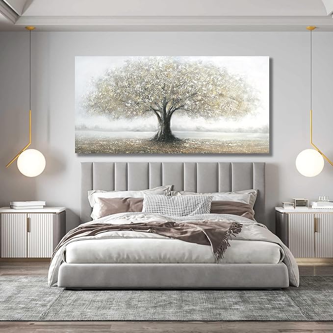 Yuaxker Tree of Life Wall Decor Gold Wall Art Large Landscape Art Modern Minimalist Canvas Painting for Living Room Bedroom Dining Room Office Home Decor 30x60 Inch