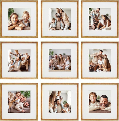 Sheffield Home 9 Piece Gallery Wall Frame Set, 12x12 Inch, Antique Bronze