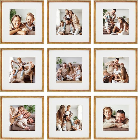Sheffield Home 9 Piece Gallery Wall Frame Set, 12x12 Inch, Antique Bronze
