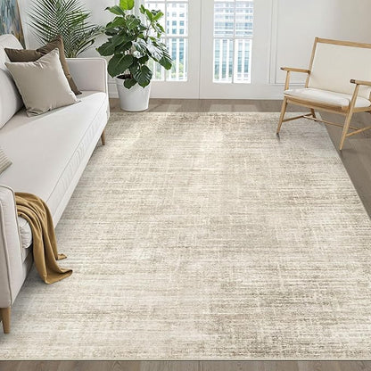 6x9 Area Rugs Living Room: Washable Large Neutral Beige Rug Abstract Soft Modern Stain Resistant Indoor Floor Non-Slip Carpet for Bedroom Nursery Kids Office Playroom Dining Room Under Table Home