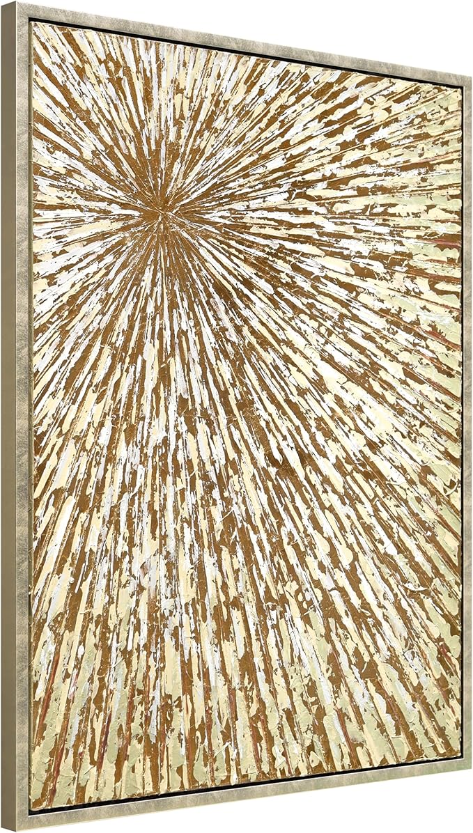 Empire Art Direct Radiant Burst Metallic Hand Painted Framed Canvas Wall Art with Gold Foil, Ready to Hang, Living Room, Bedroom & Office, 30"x40"x1.5"