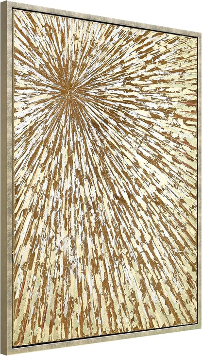 Empire Art Direct Radiant Burst Metallic Hand Painted Framed Canvas Wall Art with Gold Foil, Ready to Hang, Living Room, Bedroom & Office, 30"x40"x1.5"