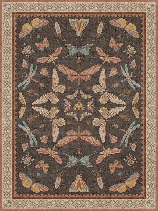 Washable 6x8 Area Rug for Living Room, Ultra Soft Carpet for Bedroom & Dining Room, Brown Orange Vintage Farmhouse Décor, Non Slip Low Pile Stain Resistant Rug
