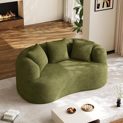 68.5" Loveseat Sofa for Living Room, Modern Luxury Plush Chenille Extra Deep Seat Curved Cloud Floor Couch with 3 Throw Pillows for Small Spaces, No Assembly Needed, Sage Green