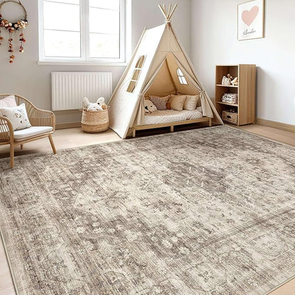 LOONGRUG 8x10 Warm Sepia tan Rug Vintage