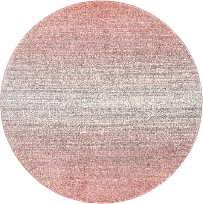 SAFAVIEH Adirondack Collection Area Rug - 6' Round, Blush & Grey, Modern Design, Non-Shedding & Easy Care, Ideal for The Living Room, Dining, Bedroom (ADR183U)