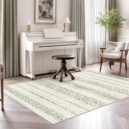 Miukiki 4x6 Area Rug for Living Room Moroccan Washable Rugs Non Slip Indoor Floor Carpet Foldable Large Soft Area Rug for Dining Room Bedroom with Low Pile(Grey,4'x6')