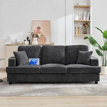 Couches for Living Room, 89 inch Cloud Couch Sofa in Chenile with Extra Comfy Soft Deep Seats, Modern 3 Seater Sofas for Living Room Bedroom Office Apartment, Grey
