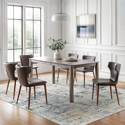 Soalmost Abstract Rug 5x7 Machine Washable Area Indoor Blue Yellow Low Pile Non-Slip Foldable Thin Accent Rugs for Bedroom Living Room Dining Room