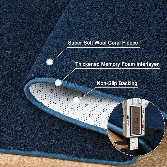 Navy Blue Round Area Rugs for Living Room Bedroom, 4x4 Feet Ultra Soft Memory Foam Modern Indoor Circle Carpet, Non-Slip Comfy Washable Circular Rug for Boys Girls Nursery Room Home Decor