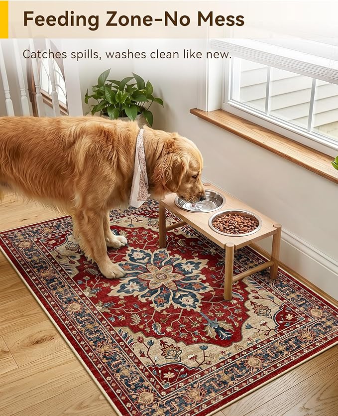 RELEANY Area Rugs 2'x3' Kitchen Rugs Entry Rug Small Rugs for Entryway Kitchen Bathroom Door Mat Indoor Entrance,Washable Non Slip, Red Blue
