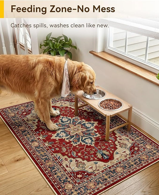 RELEANY Area Rugs 2'x3' Kitchen Rugs Entry Rug Small Rugs for Entryway Kitchen Bathroom Door Mat Indoor Entrance,Washable Non Slip, Red Blue